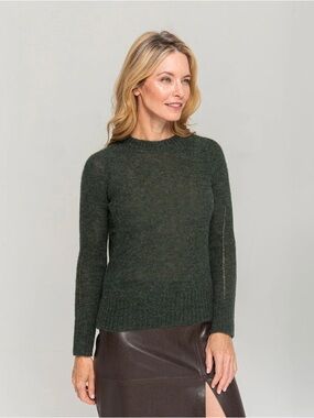 pacas Crewneck Long Sleeve Sweater in Evergreen Size Large